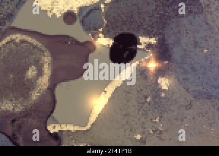Blue, purple and gold marble texture with sparkles. Abstract vector background in alcohol ink technique. Modern paint with glitter. Template for banne Stock Vector