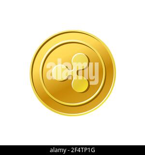 Ripple XRP crypto currency Golden ripple coin icon Stock Vector