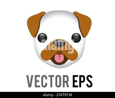 The isolated vector white and brown cartoon styled face of dog icon with tongue hanging out Stock Photo