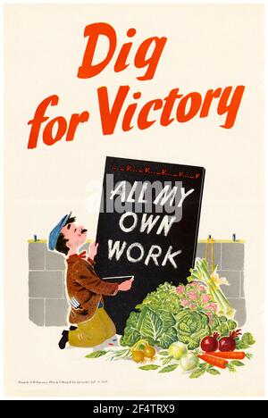 British, WW2, Food Production: Dig for Victory poster, 1942-1945 Stock Photo