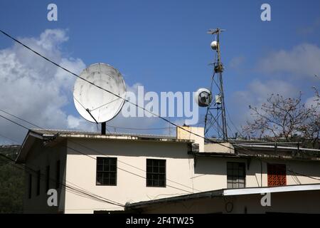 South St George's Grenada Satellite Dish and Tower on Roof of House Stock Photo