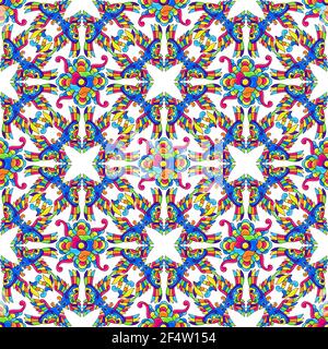 Mexican talavera seamless pattern with tropical birds. Traditional decorative objects. Stock Vector