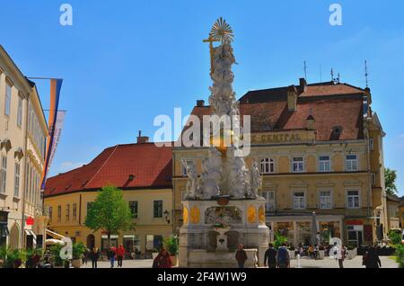 Trinity Column (Plague Column) in Baden bei Wien Austria Stock Photo
