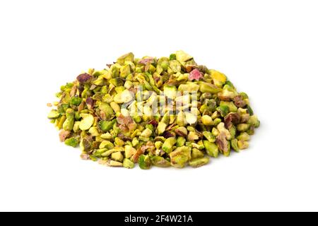 Granulated Pistachio on a white background Stock Photo
