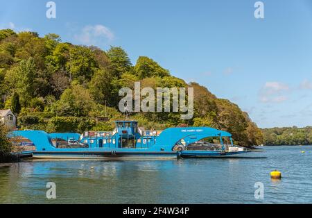 King Harry Ferry Bridge at River Fal in Cornwall, England, UK Stock Photo