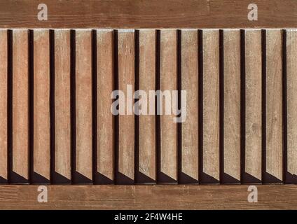 Part of modern interior with brown horizontal pattern texture of wooden shutters, casements or blinds background. Stock Photo