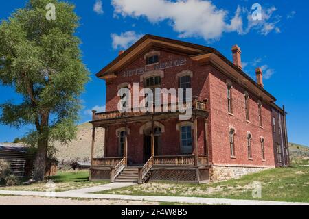 North America; United States; Montana;  Historic Sites; Montana State Park; Bannack  State Park; Ghost Town; Mining Camp; Hotel Meade Stock Photo