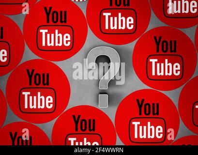 Youtube, Question Mark Icon, 3d Render Photo Stock Photo