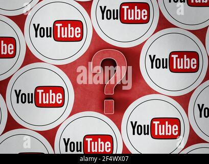 Youtube, Question Mark Icon, 3d Render Photo Stock Photo