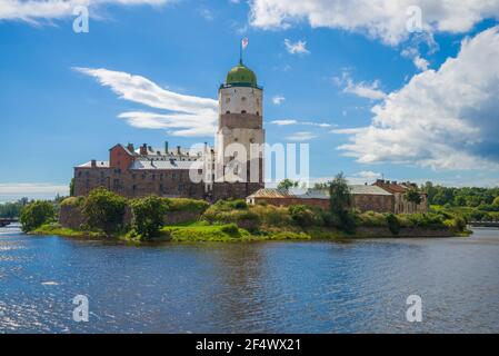 View of the Vyborg castle on a sunny August day. Leningrad region, Russia Stock Photo