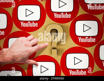 Youtube, Question Mark Icon, 3d Render Photo Stock Photo