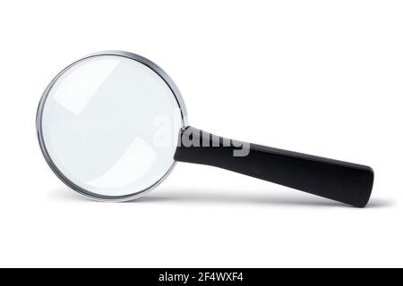 Single magnifying glass isolated on white background Stock Photo