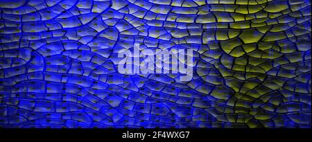 Elegant sapphire blue background with white hazy top border and dark black grunge texture bottom border, luxury blue design Stock Photo