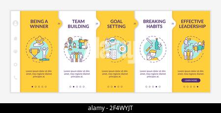 Types of motivational content onboarding vector template Stock Vector