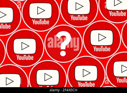 Youtube, Question Mark Icon, 3d Render Photo Stock Photo