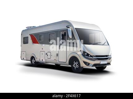 German motor home side view isolated on white Stock Photo