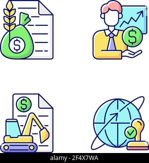 Intermediary services RGB color icons set Stock Vector