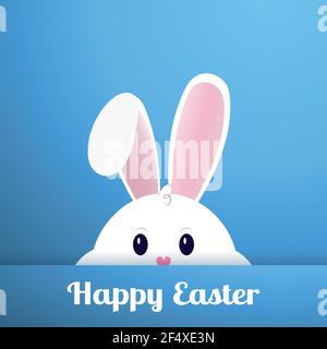 Easter Bunny with Thick Cheeks and Happy Holidays - Vector illustration Stock Vector