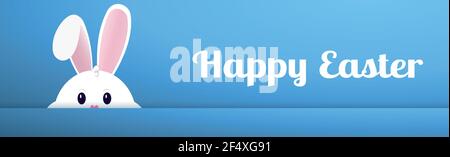 Easter Bunny with Thick Cheeks and Happy Holidays - Vector illustration Stock Vector