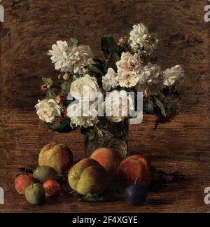Henri Fantin-Latour - Still Life Roses Fruit 1878 Stock Photo