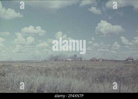 Second World War. Russia, Belgorod Oblast. After the fighting. View to a village Stock Photo