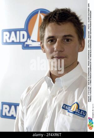 SAILING - F18 CLASS - RAID BLEU NORMANDIE - PRESS CONFERENCE - CAEN (FRA) - 05/02/2007 - PHOTO : OLIVIER GAUTHIER / DPPI THIBAULT VAUCHEL / 3 TIMES FRENCH CHAMPION OF F18 - RAID BLEU NORMANDIE FIRST EDITION FROM 05 TO 08/05/2007 Stock Photo