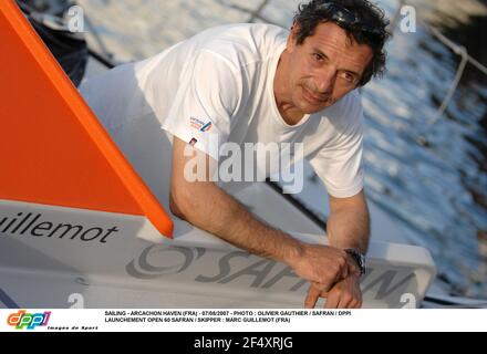 SAILING - ARCACHON HAVEN (FRA) - 07/08/2007 - PHOTO : OLIVIER GAUTHIER / SAFRAN / DPPI LAUNCHEMENT OPEN 60 SAFRAN / SKIPPER : MARC GUILLEMOT (FRA) Stock Photo