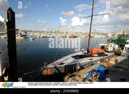 SAILING - ARCACHON HAVEN (FRA) - 07/08/2007 - PHOTO : OLIVIER GAUTHIER / SAFRAN / DPPI LAUNCHEMENT OPEN 60 SAFRAN / SKIPPER : MARC GUILLEMOT (FRA) Stock Photo