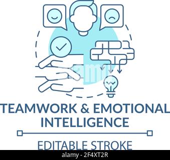 Teamwork and emotional intelligence blue concept icon Stock Vector