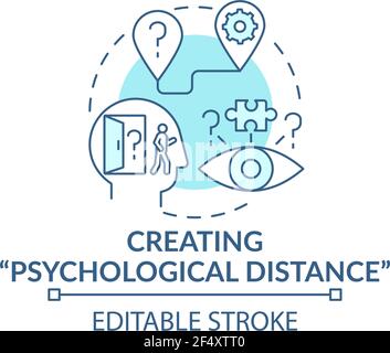 Creating psychological distance blue concept icon Stock Vector