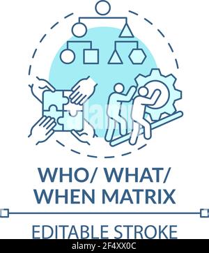 Who, what, when matrix blue concept icon Stock Vector