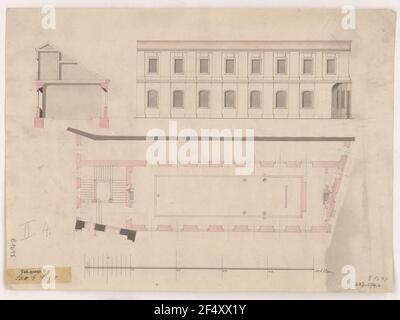 Unknown place, castle (?), Side wings. Design, basic, elevation and ...