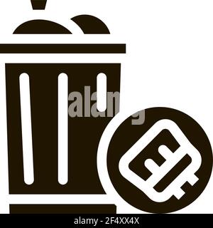 Rubbish Trash Can Icon Vector Glyph Illustration Stock Vector