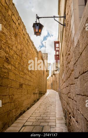 Small street in the village of Mdina on the island of Malta Stock Photo