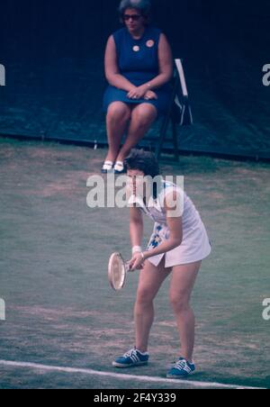 American former tennis player Billie Jean King, Wimbledon, UK 1990s Stock Photo