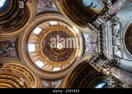 The ceiling of Saint Agnes church in Agone Piazza Navona in Rome in Lazio, Italy