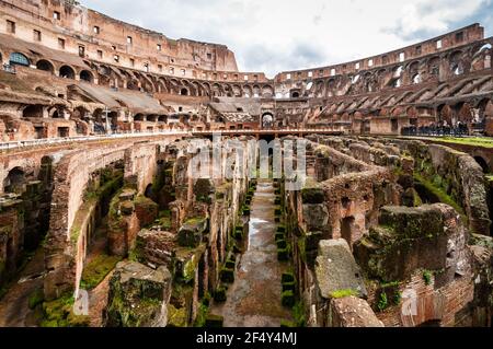 Interior of the Colosseum in Rome in Lazio in Italy Stock Photo