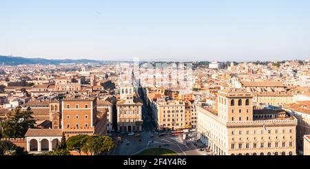 Piazza Venezia, view from the Vittorio Emanuele II monument, Rome in Lazio, Italy Stock Photo