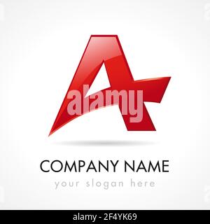 A letter logotype. A company. Traveling, logistics, typographic font, trucking. Editable stained glass branding red template elements. Smartphone app Stock Vector
