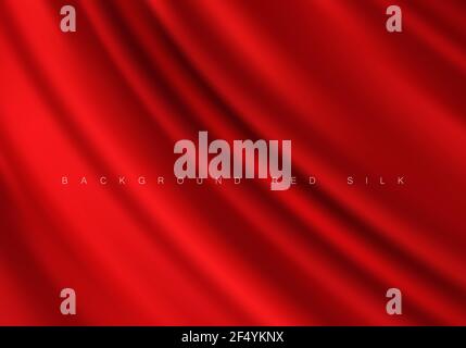 Luxurious fabric red background Silk drapery background Stock Vector