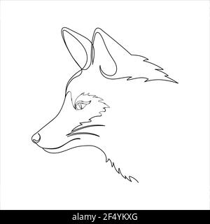 Portrait in a modern one line art of a fox. Stock Vector