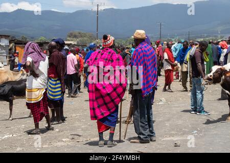 Social gathering at a Farmers market in Arusha, Tanzania Stock Photo