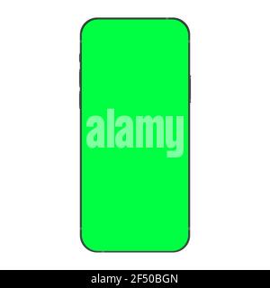 Smartphone Realistic Blank Vector Mockup with Green Chromakey Screen. Vector illustration Stock Vector