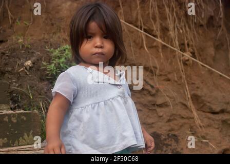 Darien Province, Panama. 07-18-2019. Portrait of an indigenous girl from the Darien Province, in Panama, Central America. Stock Photo