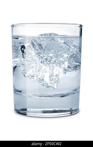 Glass of water with ice  isolated on a white background Stock Photo
