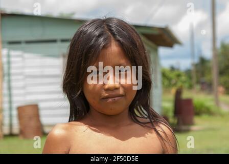 Darien Province, Panama. 07-18-2019. Portrait of and indigenous girl from the Darien Province, in Panama, Central America. Stock Photo