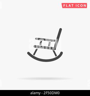 Rocking Chair flat vector icon. Hand drawn style design illustrations. Stock Vector