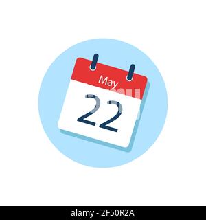 White daily calendar Icon May in a Flat Design style. Easy to edit Isolated vector Illustration. Stock Vector