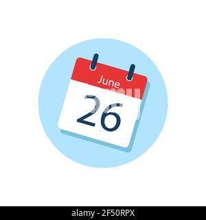 White daily calendar Icon June in a Flat Design style. Easy to edit Isolated vector Illustration. Stock Vector