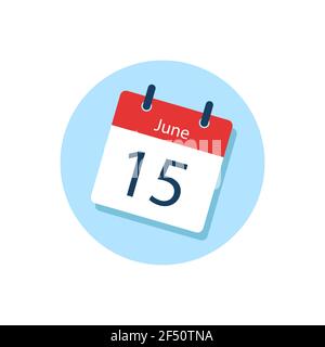 White daily calendar Icon June in a Flat Design style. Easy to edit Isolated vector Illustration. Stock Vector